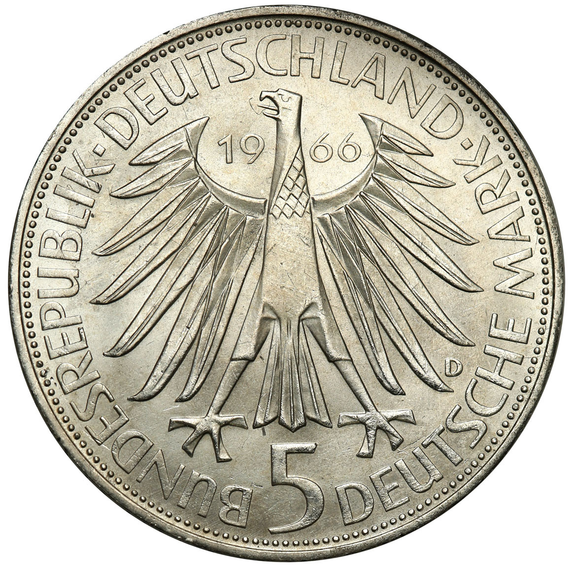 Niemcy, RFN. 5 marek 1966 D, Monachium, 250 rocznica śmierci Gottfrieda Wilhelma Leibnitza